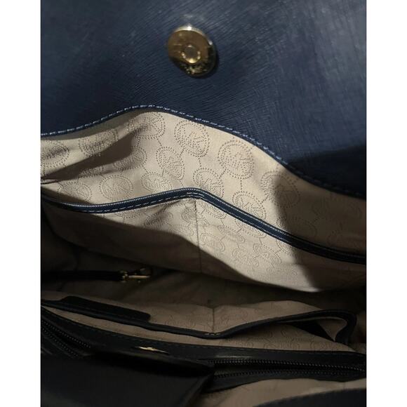 Michael Kors Hamilton Large Navy Saffiano Leather Handbag Crossbody Old Money - Picture 11 of 12